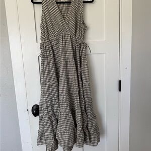 Max Studio Black and Cream Checkered Dress Sz L
